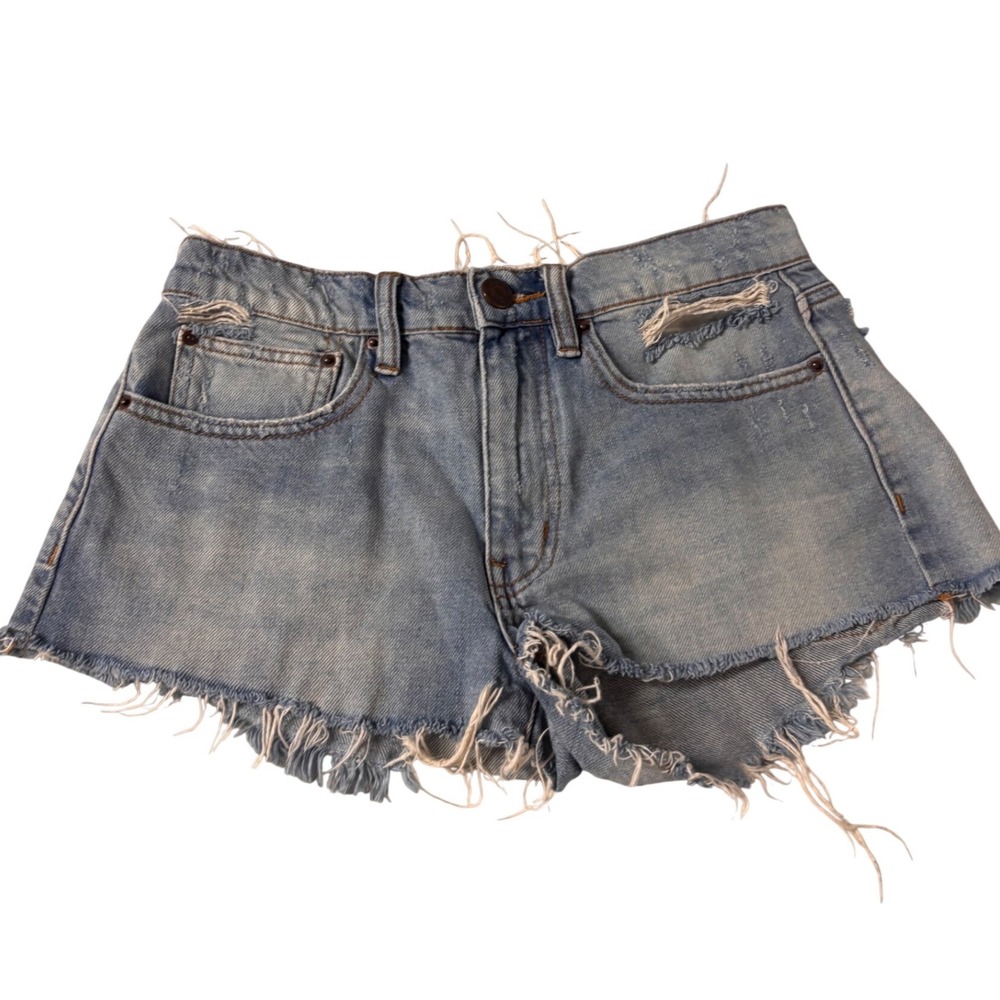 BDG‎ Urban Outfitters Essential Mid Rise Distressed Embroidered Denim Shorts 25W